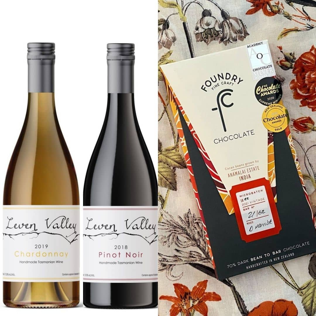 Leven Valley Vineyard wine and chocolate pairing