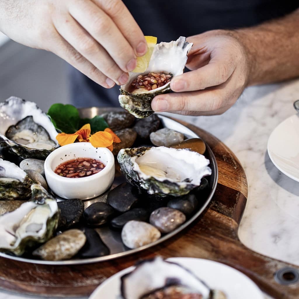 Tarkine Fresh Oysters served on a platter.