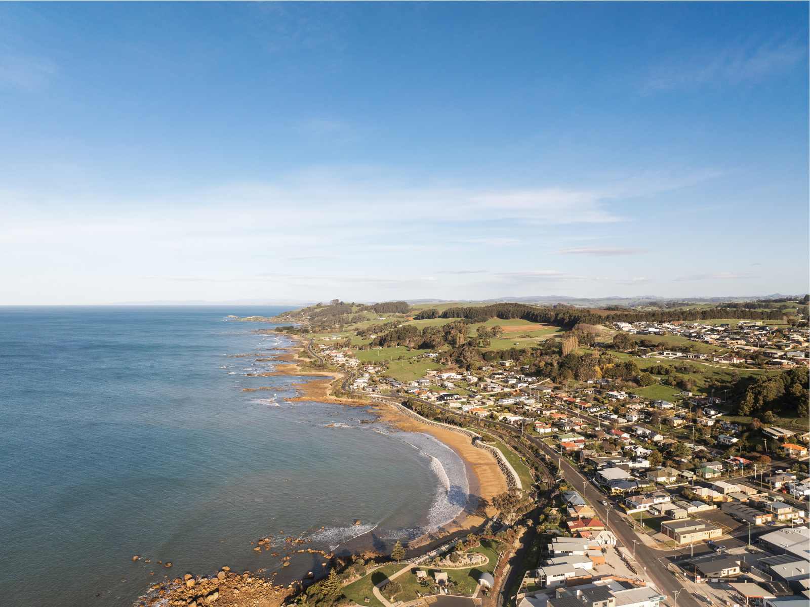 Penguin aerial view looking East