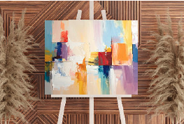 Colourful abstract artwork displayed at the CHArts Festival in Circular Head
